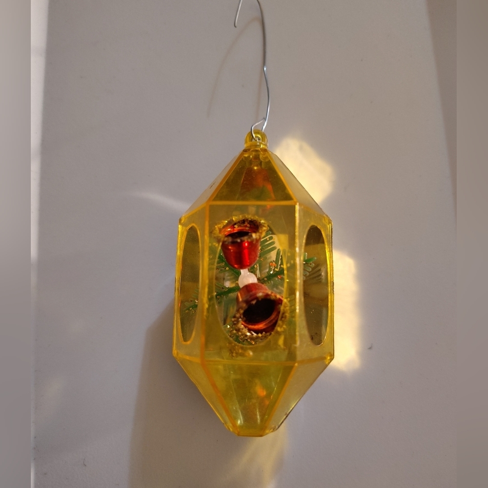 Vintage Jewel Brite Plastic Diorama Christmas Ornament
